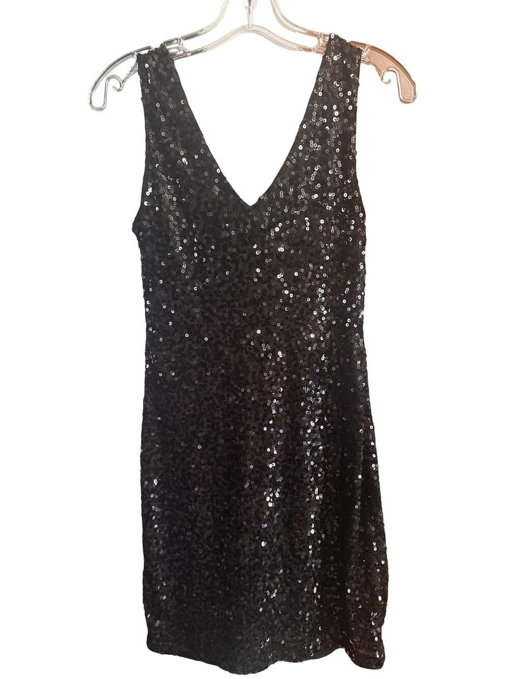 PrettyGuide Women's Sequin Cocktail Dress V Neck Bodycon Size S